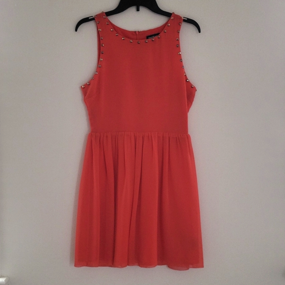 BEBE Studded Collar & Arm Skater Dress Size 6
